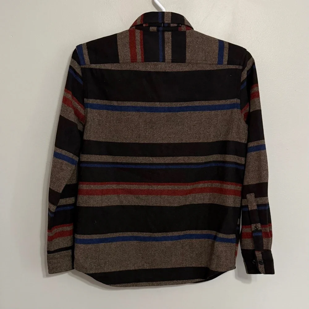 Banana Republic Mens Small Brown Striped Wool Blend Flannel Shacket Shirt